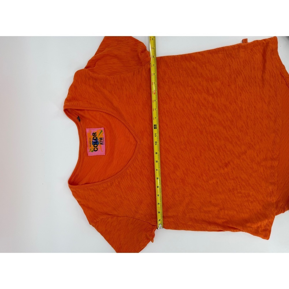 ATM Anthony Thomas Melillo Orange Slub Jersey V-Neck T-Shirt XS oversized - Picture 9 of 10